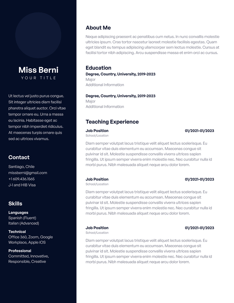 An example of a professional resume