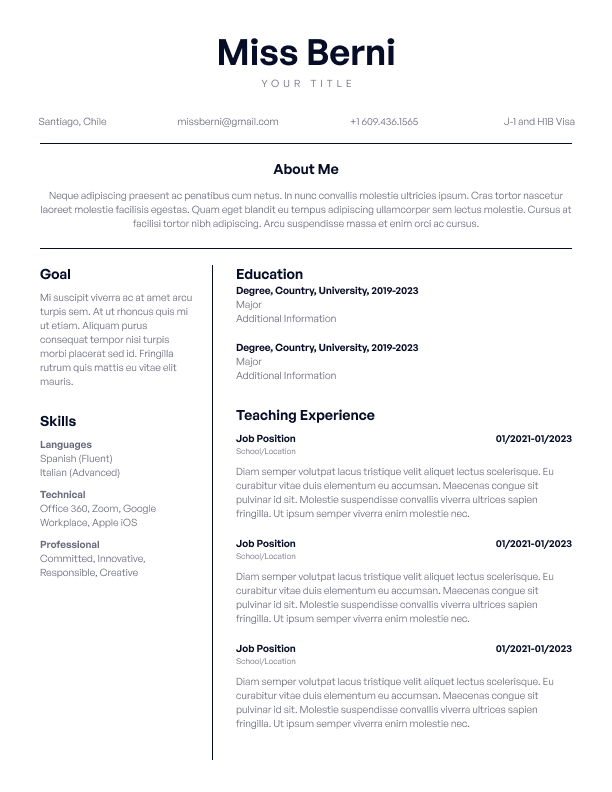An example of a professional resume